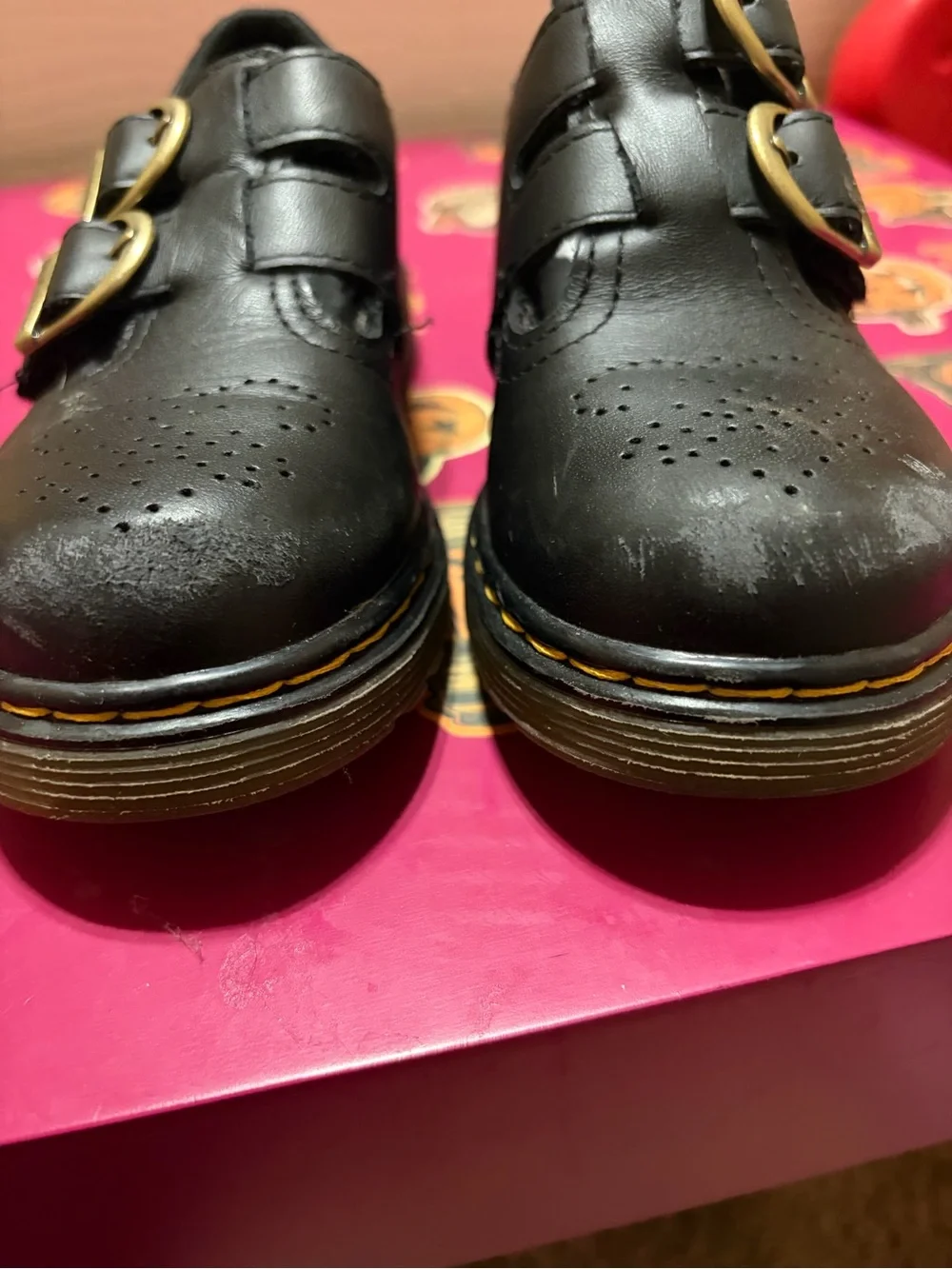 Dr. Martens Kids Black Leather Double-Buckle Mary Jane Shoes